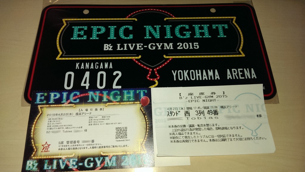 The fanclub ticket + seat ticket + memorial plate sold at the merchandise booth