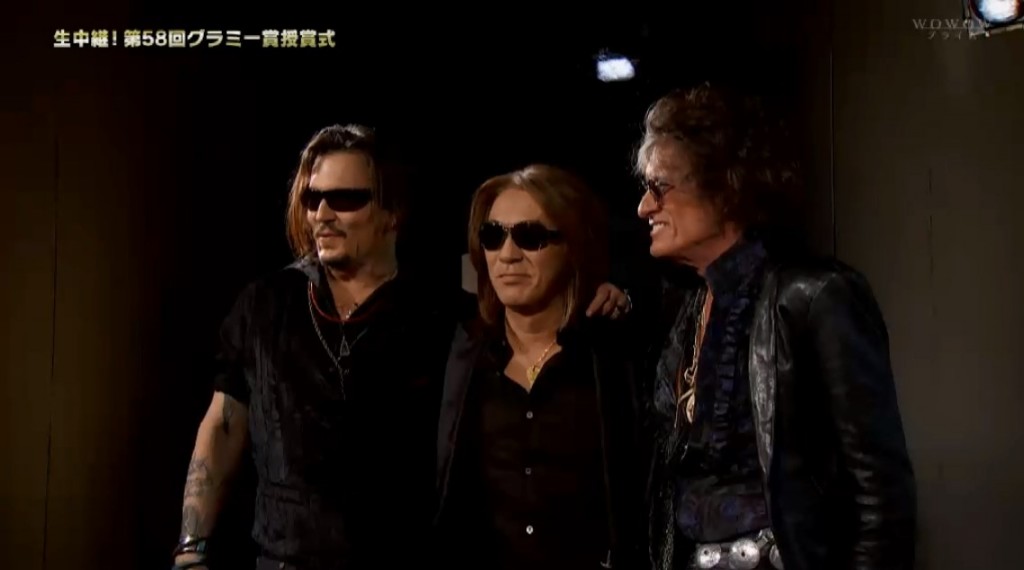 Tak Matsumoto Johnny Depp Joe Perry 58th Grammy Awards